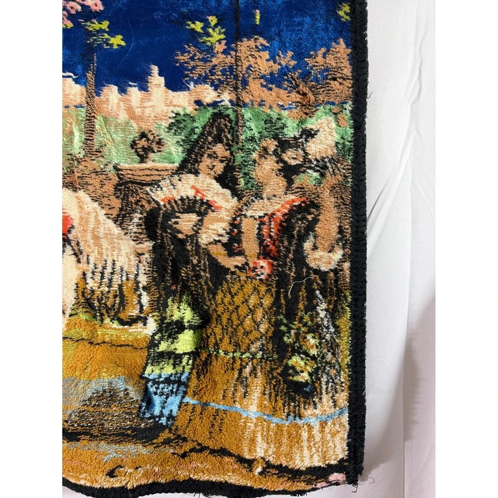 Vintage Spanish Courtyard Velvet Tapestry 17.5